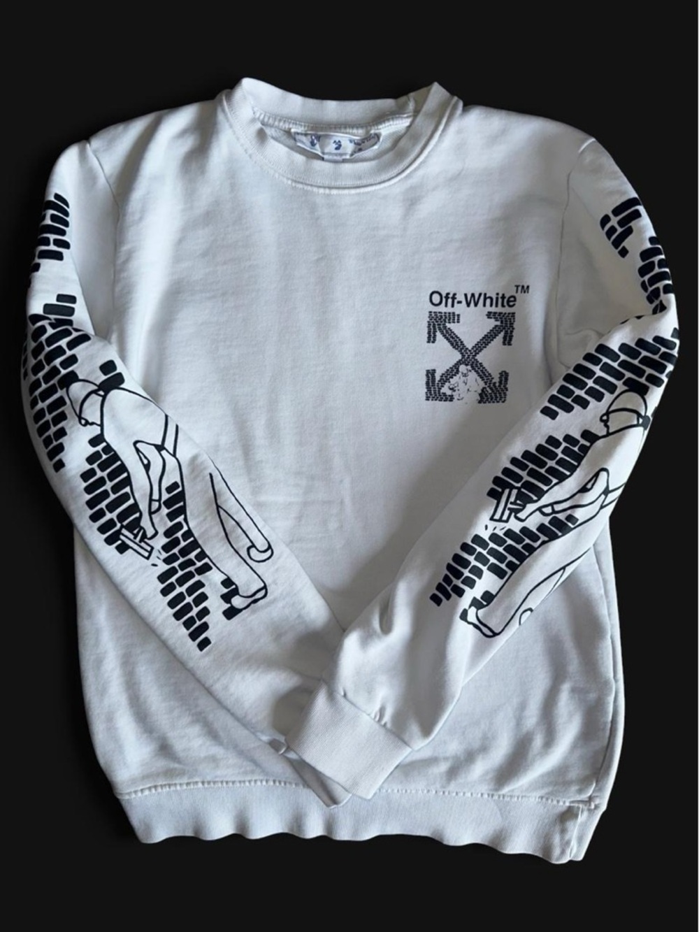 White Graphic Crewneck Sweater